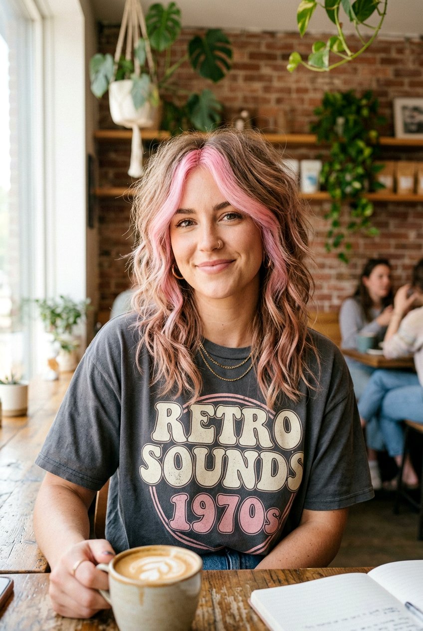 Pink Money Piece With Shag Haircut - 20 pink money piece hair - 20 pink money piece hair