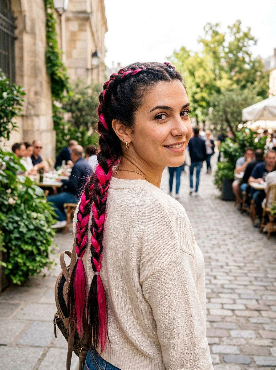 Pink Peekaboo Color In Braids - 20 pink peekaboo hair color - 20 pink peekaboo hair color