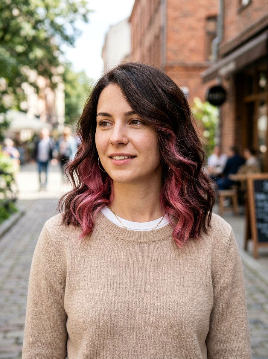 Pink Peekaboo Color On Lob Haircut - 20 pink peekaboo hair color - 20 pink peekaboo hair color