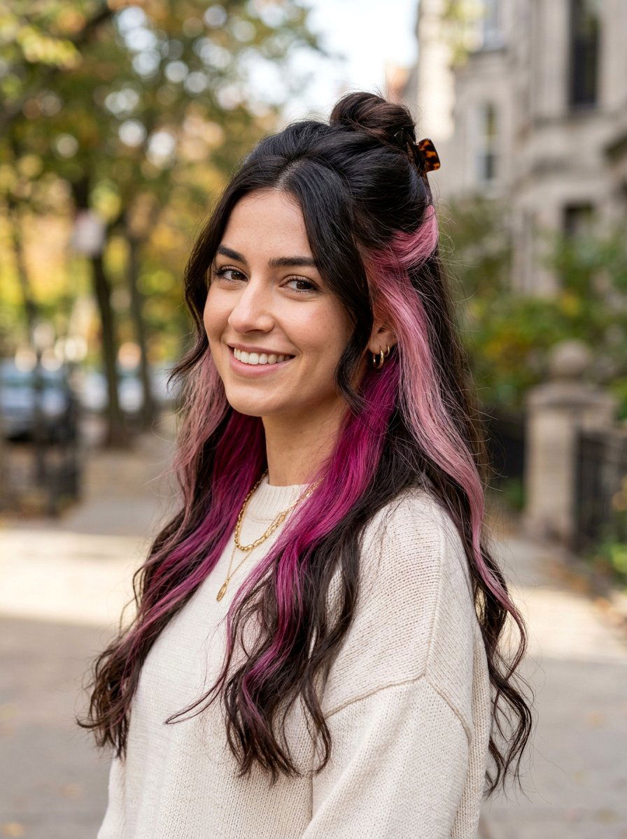 Pink Peekaboo Color On Natural Dark Hair - 20 pink peekaboo hair color - 20 pink peekaboo hair color