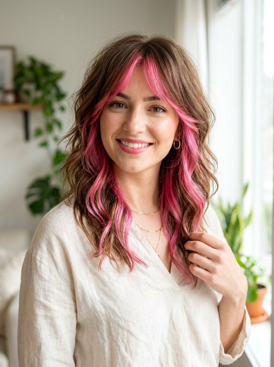 Pink Peekaboo Color With Face Framing Layers - 20 pink peekaboo hair color - 20 pink peekaboo hair color