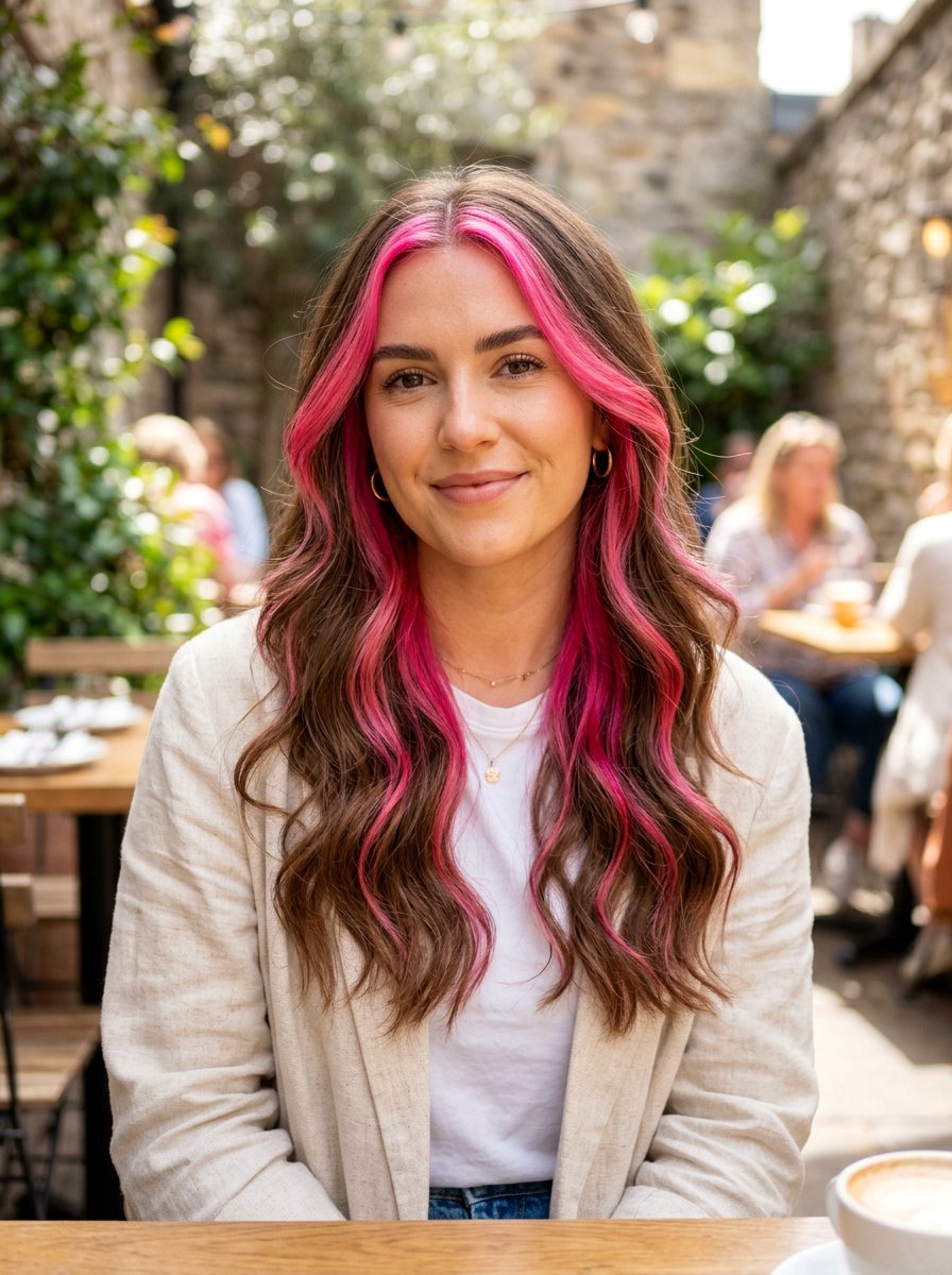 Pink Peekaboo Money Piece With Underlayer - 20 pink peekaboo hair color - 20 pink peekaboo hair color