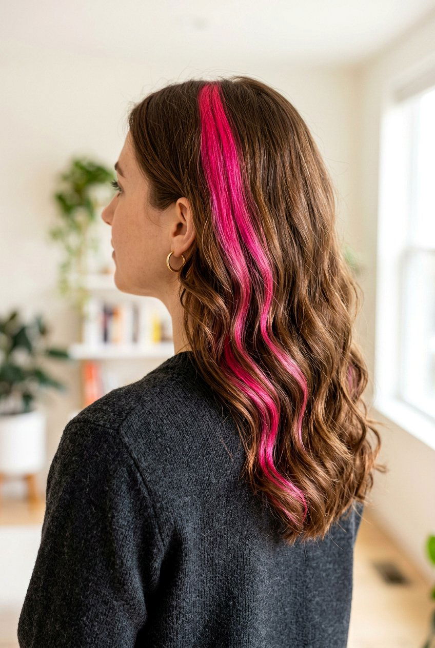 Pink Skunk Stripe On Brown Hair - 20 skunk stripe hair color - 20 skunk stripe hair color
