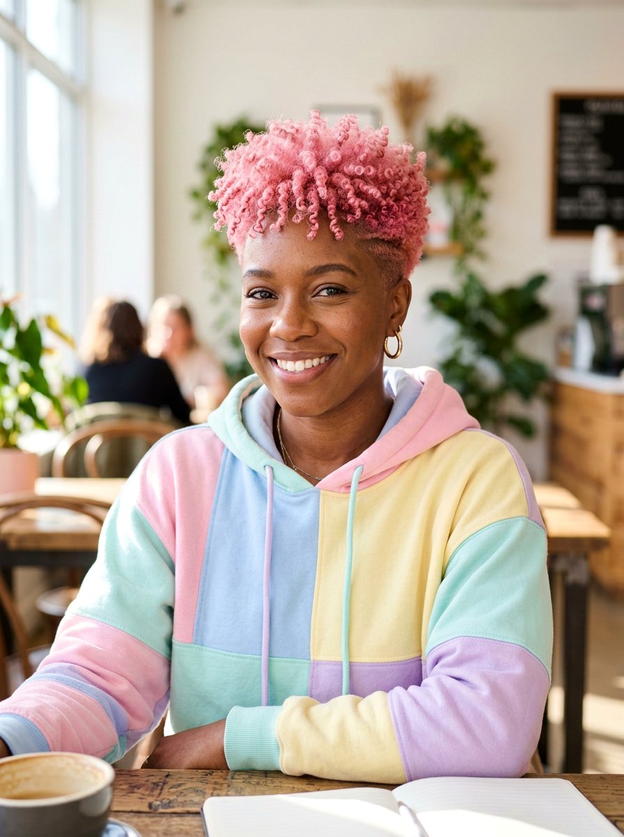 Pink Tapered Natural Haircut - 20 tapered natural haircut with color - 20 tapered natural haircut with color