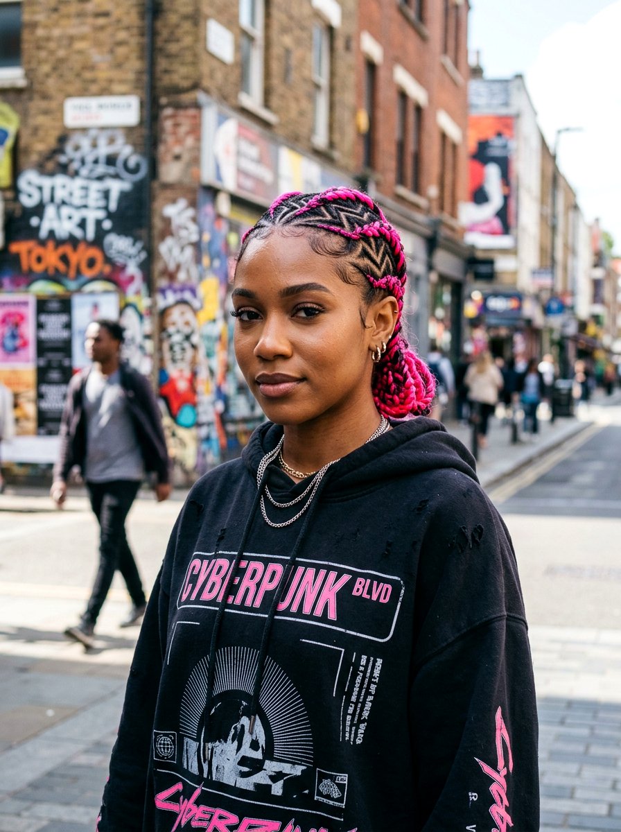 Pink Zig Zag Cornrows - 20 zig zag cornrow styles - 20 zig zag cornrow styles