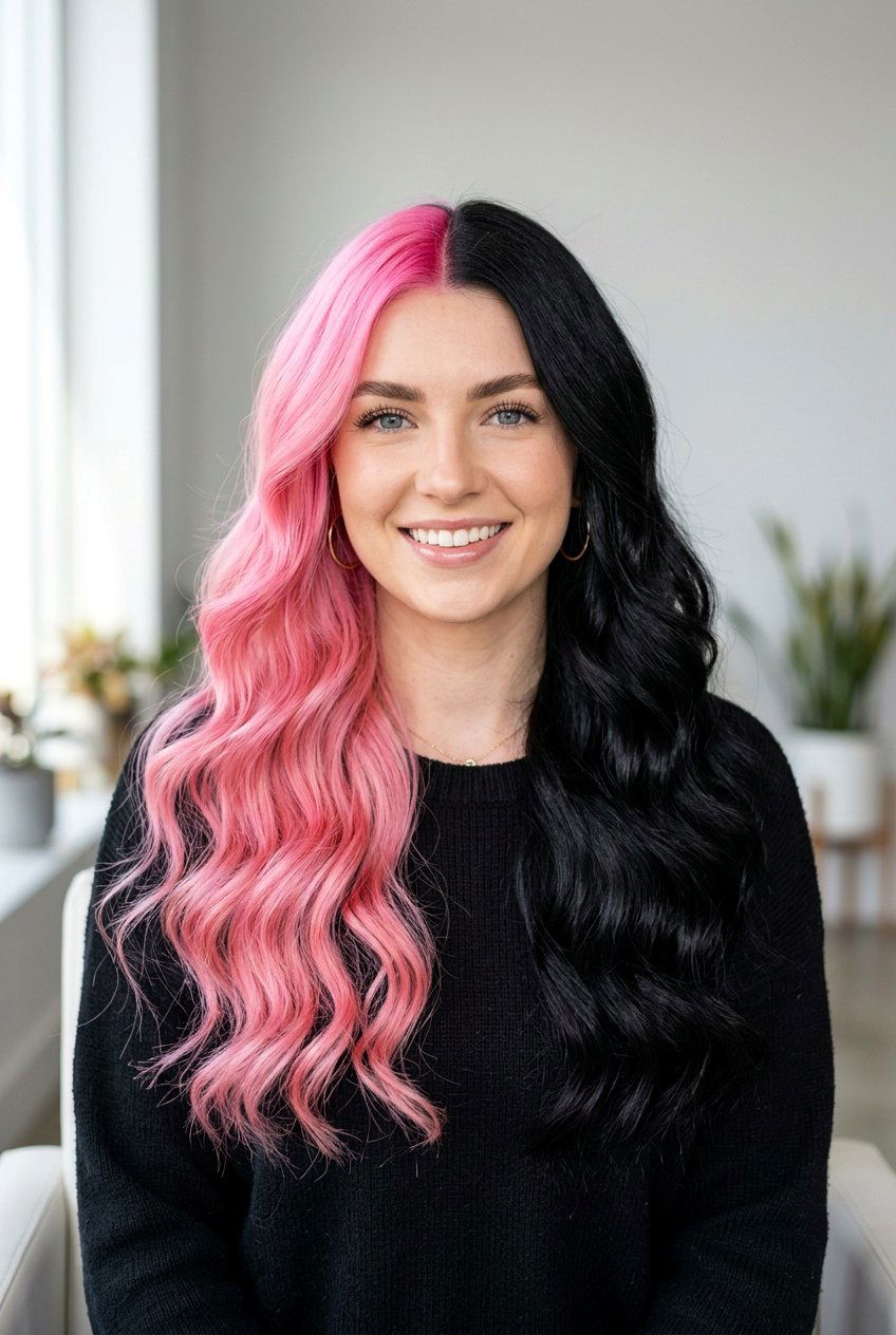 Pink and black split dye - 20 split dye hair color - 20 split dye hair color