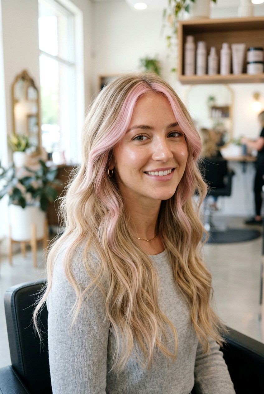 Pink face framing - 20 face framing highlights - 20 face framing highlights