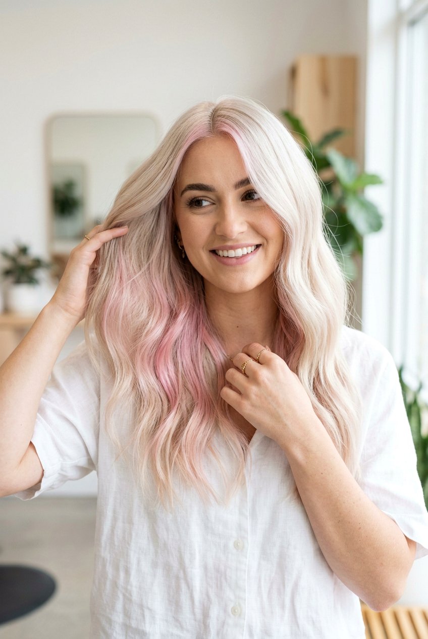Pink peekaboo on blonde hair - 20 peekaboo hair color - 20 peekaboo hair color