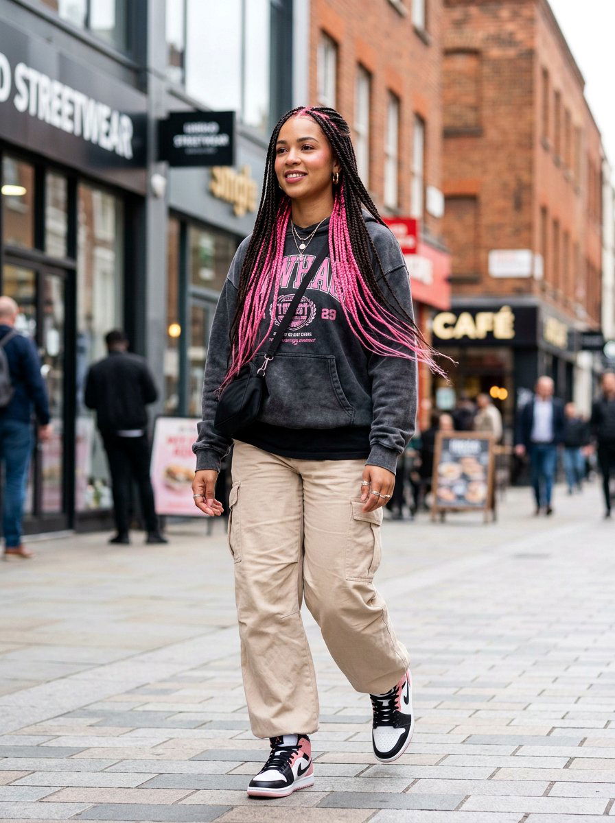 Pink peekaboo shoulder length knotless braids - 20 shoulder length knotless braids - 20 shoulder length knotless braids