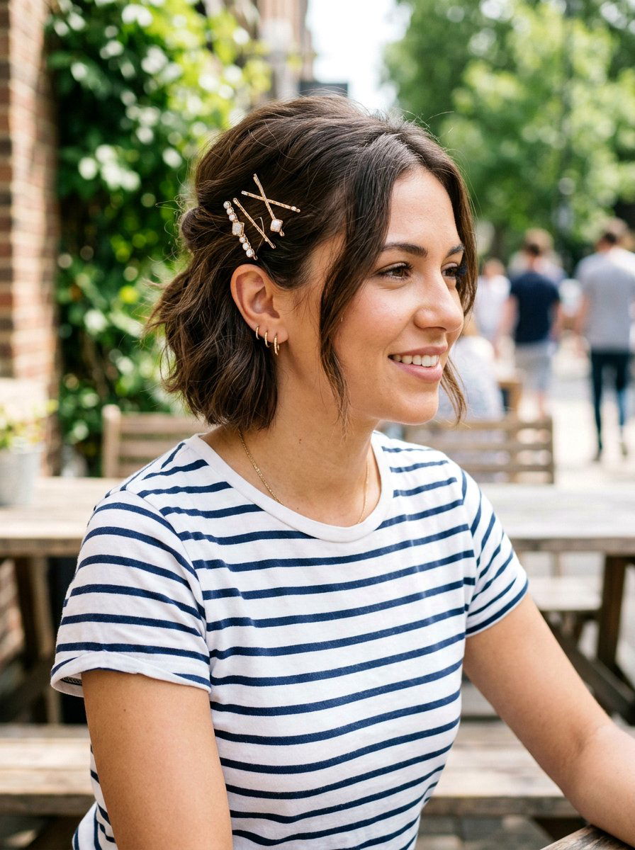 Pinned Back Bob - 20 easy bob styling ideas for women - 20 easy bob styling ideas for women