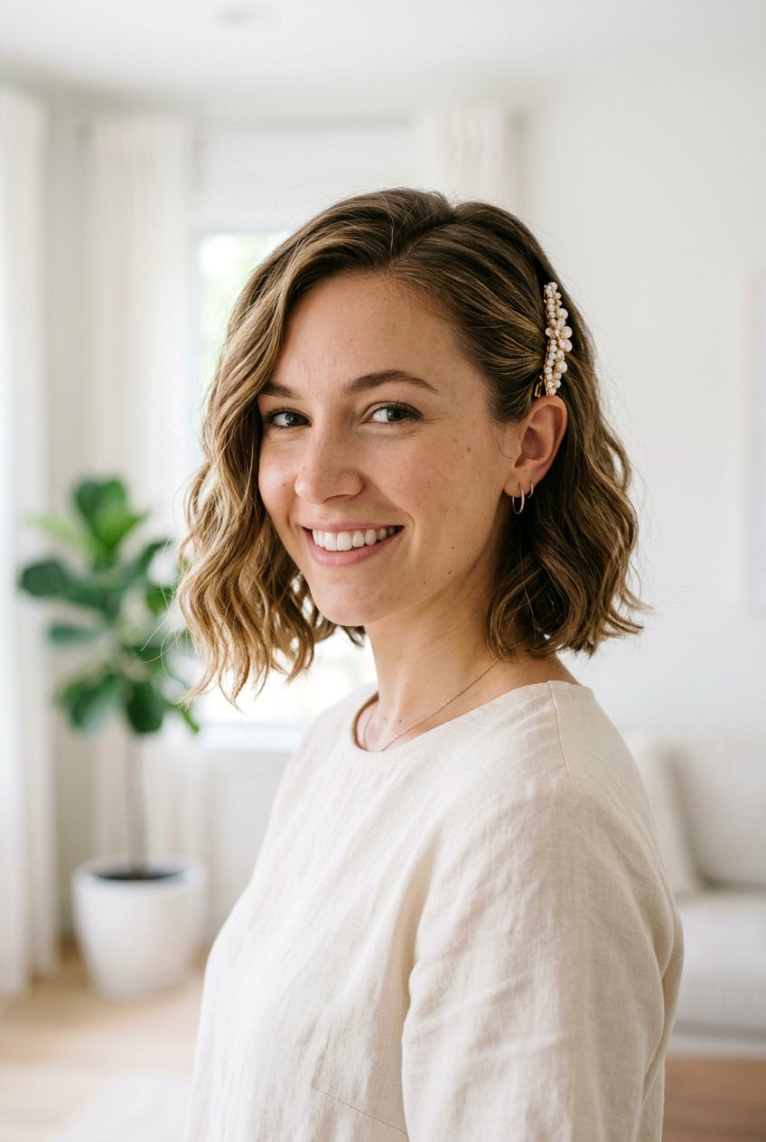 Pinned Back Bob Style for Family Portraits - 20 family portrait hairstyles for women - 20 family portrait hairstyles for women