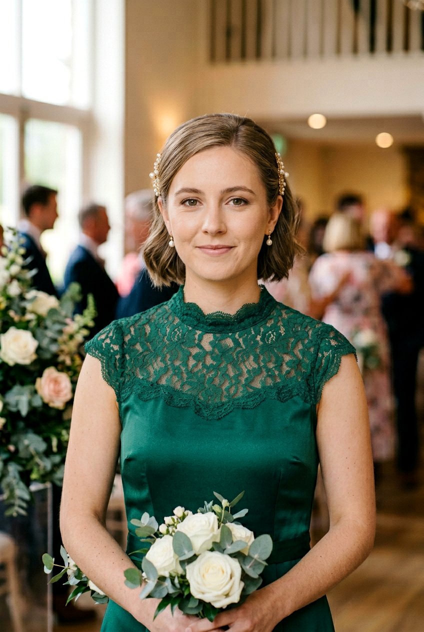 Pinned Back Bob - 20 bridesmaid hairstyles for short bob hair - 20 bridesmaid hairstyles for short bob hair