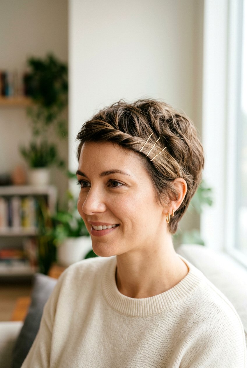 Pinned Back Fringe Short Hair - 20 easy hairstyles for short hair - 20 easy hairstyles for short hair