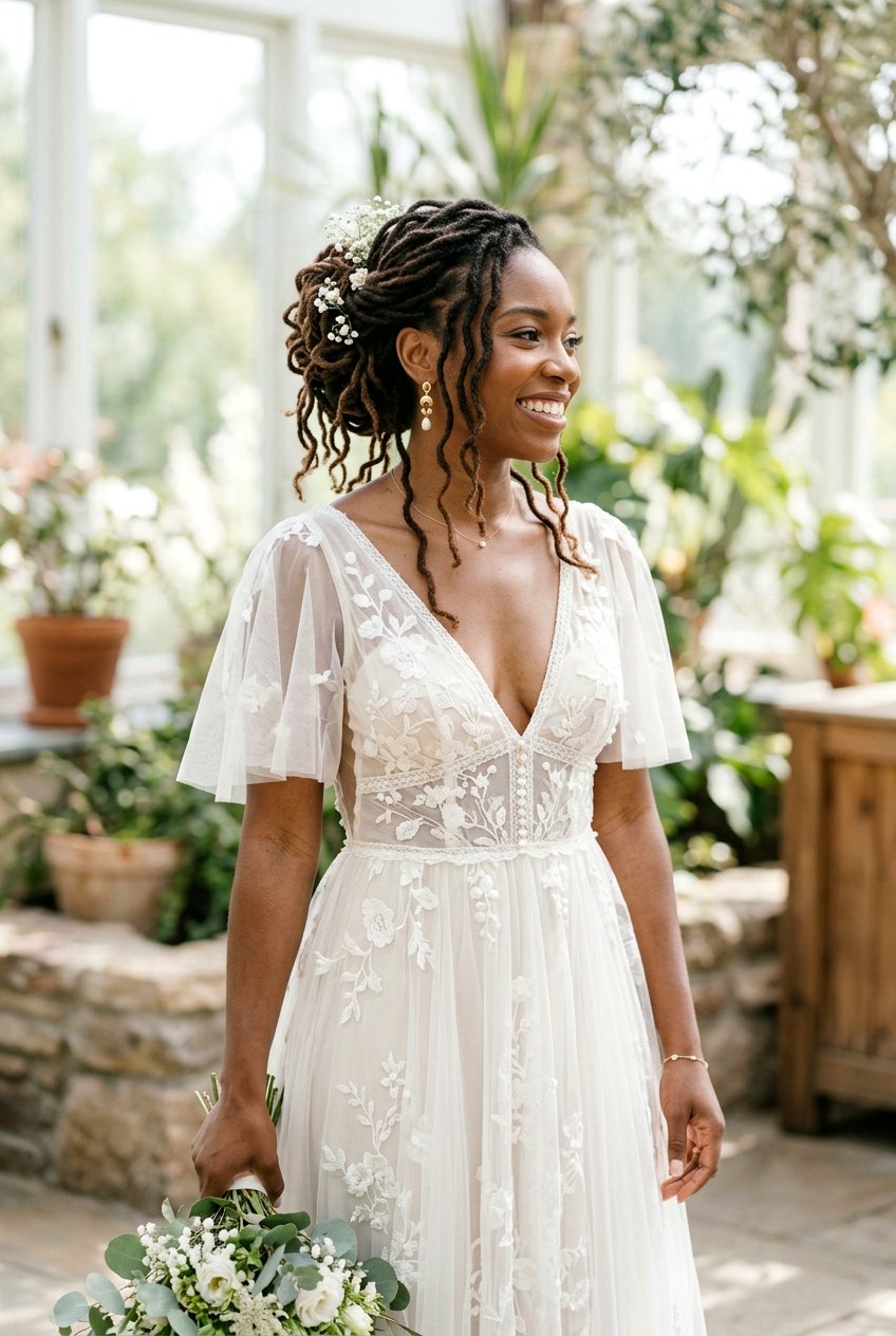 Pinned Up Locs - 20 bridal loc updo styles - 20 bridal loc updo styles