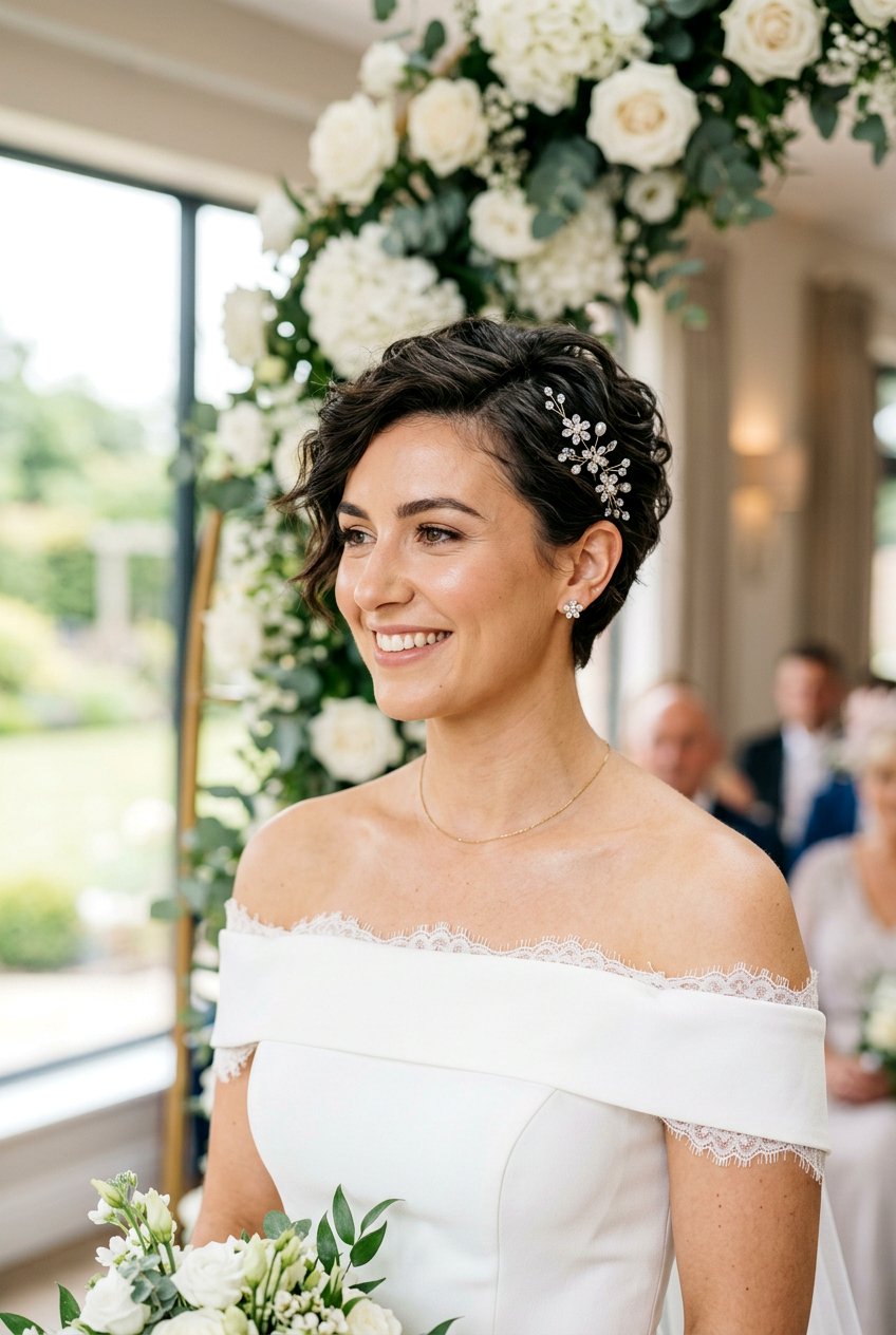 20 Most Sparkling Crystal Hairpin Bridal Hairstyle Ideas