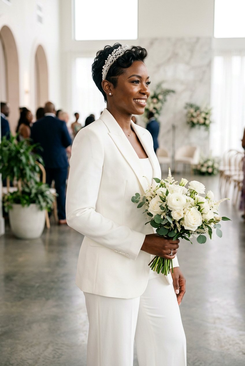 Pixie Cut Wedding Hairstyle For Black Brides - 20 wedding hairstyles for black brides - 20 wedding hairstyles for black brides