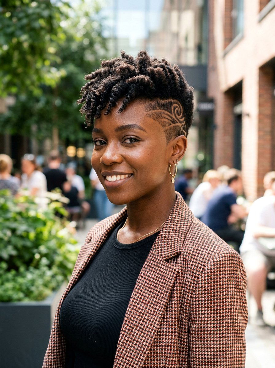 Pixie Cut With Design - 20 trendy haircut for black women 2026 - 20 trendy haircut for black women 2026