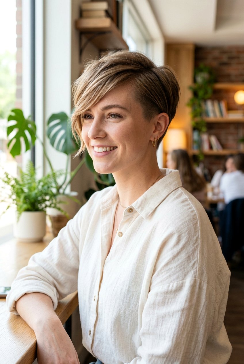 Pixie Cut With Side Fringe - 20 short hair with side fringe - 20 short hair with side fringe