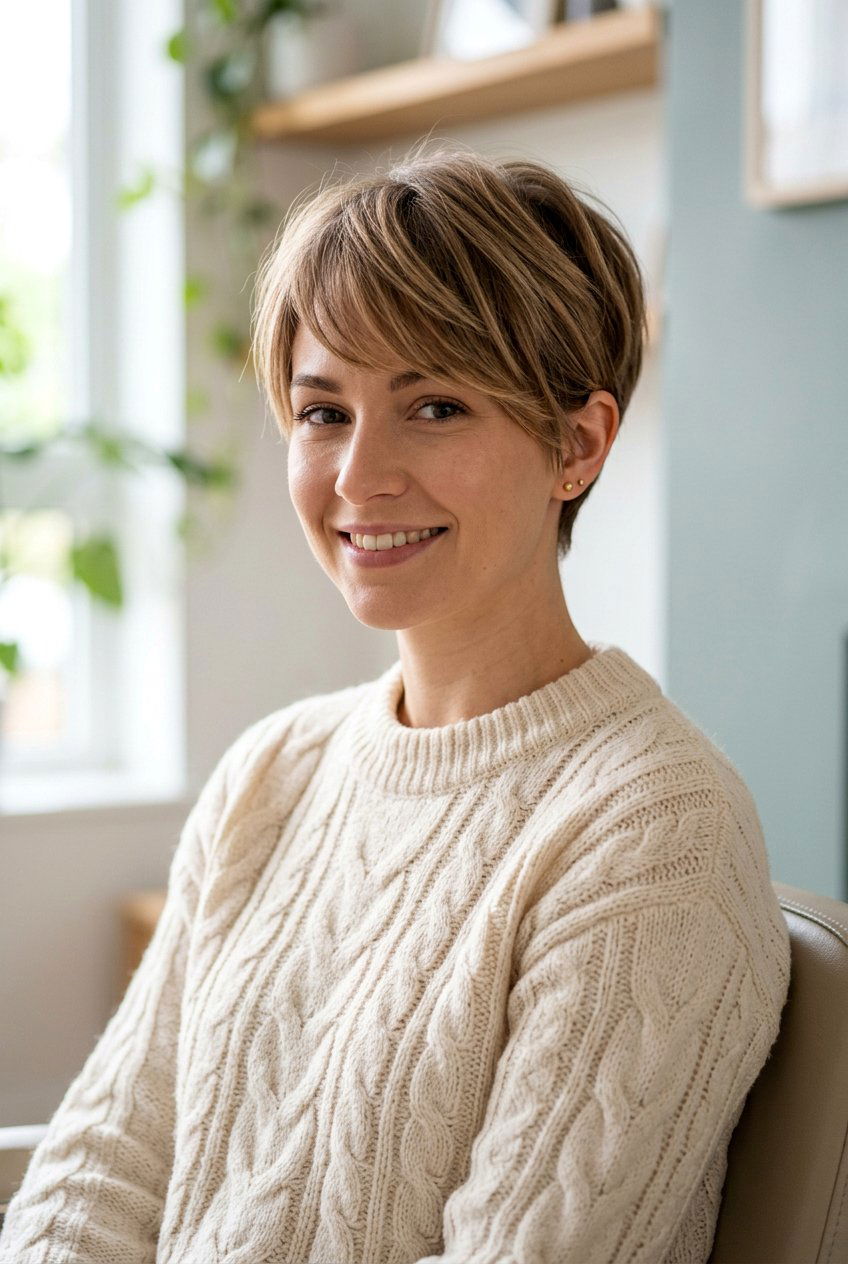 Pixie Cut With Side Swept Airy Bangs - 20 airy bangs for fine hair women - 20 airy bangs for fine hair women