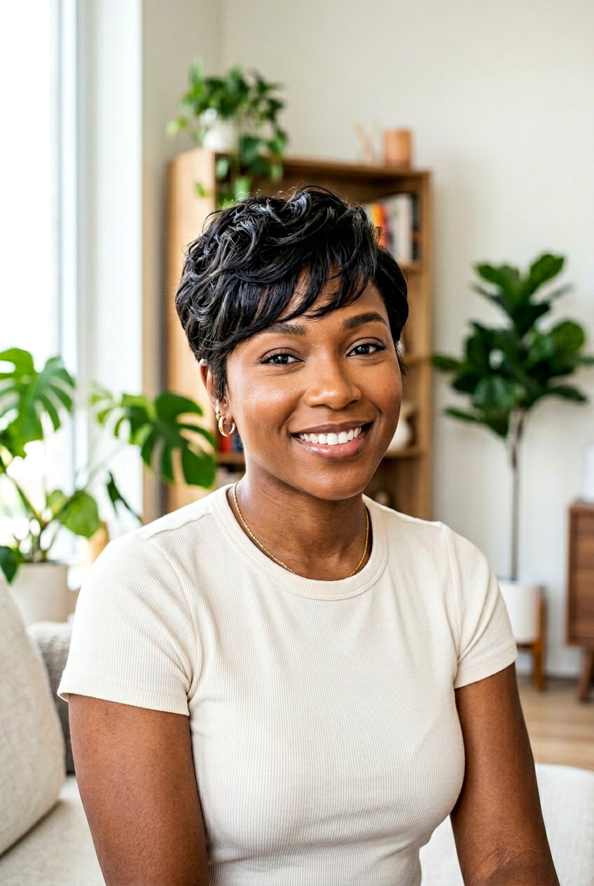 Pixie Cut With Side Swept Bangs - 20 black women office hairstyle ideas - 20 black women office hairstyle ideas