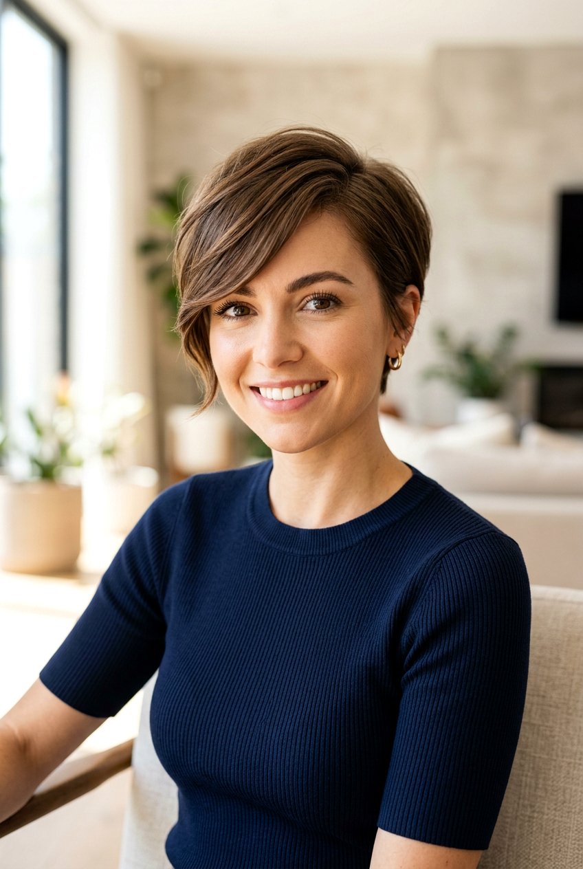 Pixie Cut With Sweeping Fringe - 20 classy office pixie haircut - 20 classy office pixie haircut