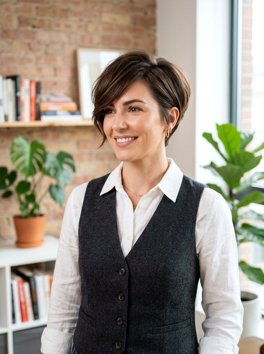 Pixie Cut With Volume At Nape - 20 flattering haircut for inverted triangle face - 20 flattering haircut for inverted triangle face