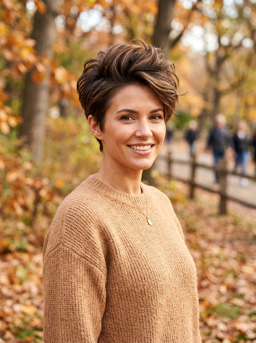 Pixie Cut With Volume At The Crown - 20 flattering haircut for pear face women - 20 flattering haircut for pear face women