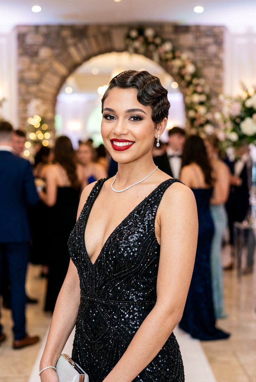 Pixie Cut with Finger Waves for Prom - 20 prom hairstyles for short hair - 20 prom hairstyles for short hair