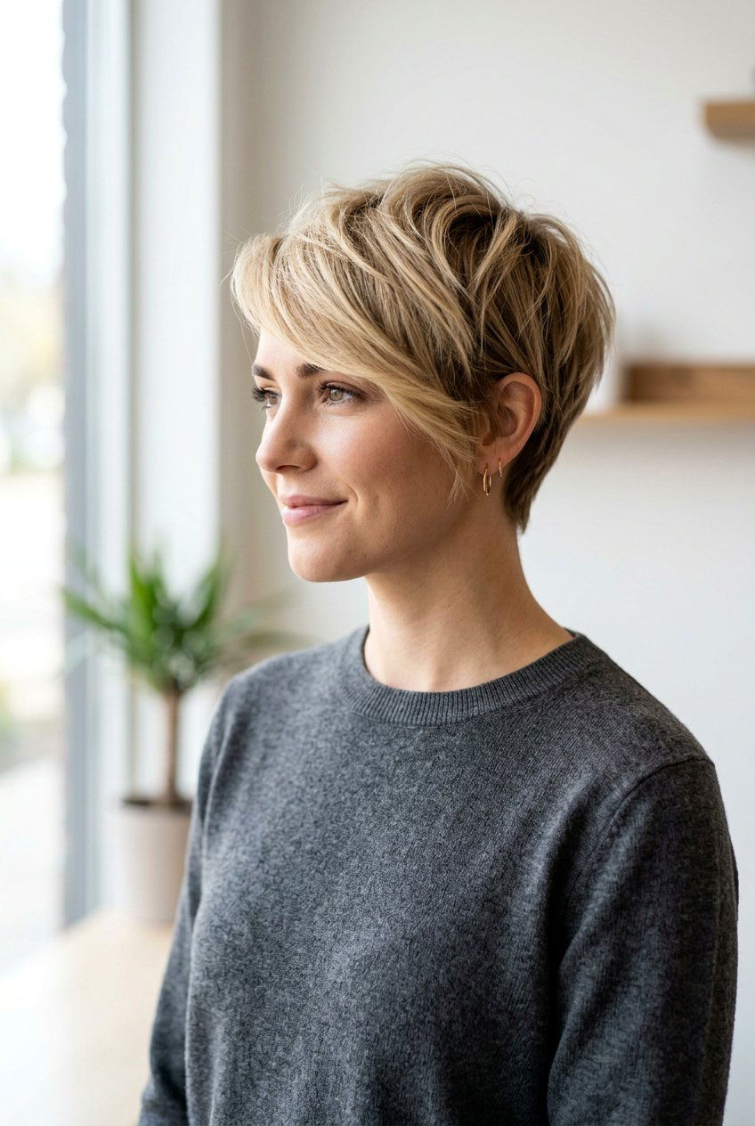 Pixie Cut with Side Bang - 20 hairstyles for receding hairline women - 20 hairstyles for receding hairline women