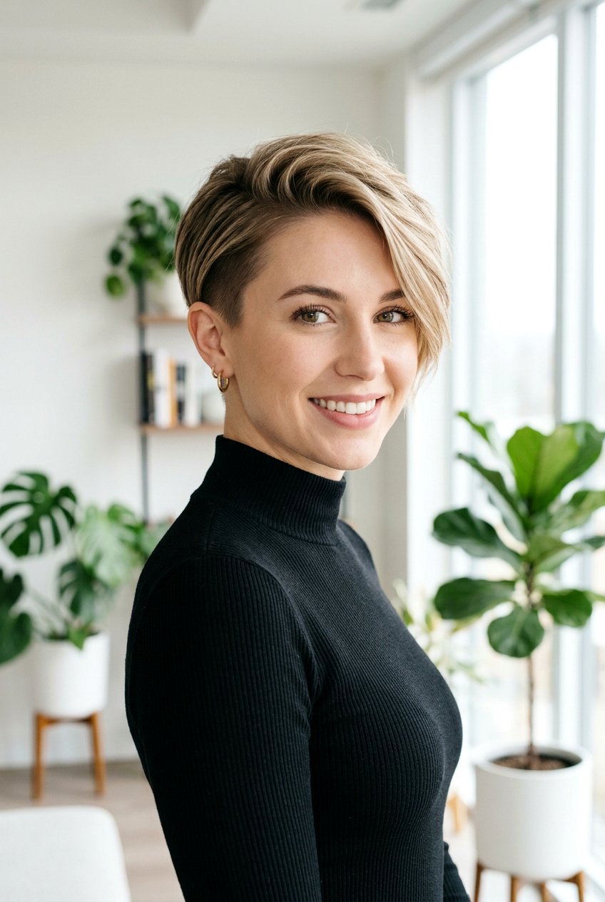 Pixie Cut with Side Swept Front - 20 haircuts for cowlick in front - 20 haircuts for cowlick in front