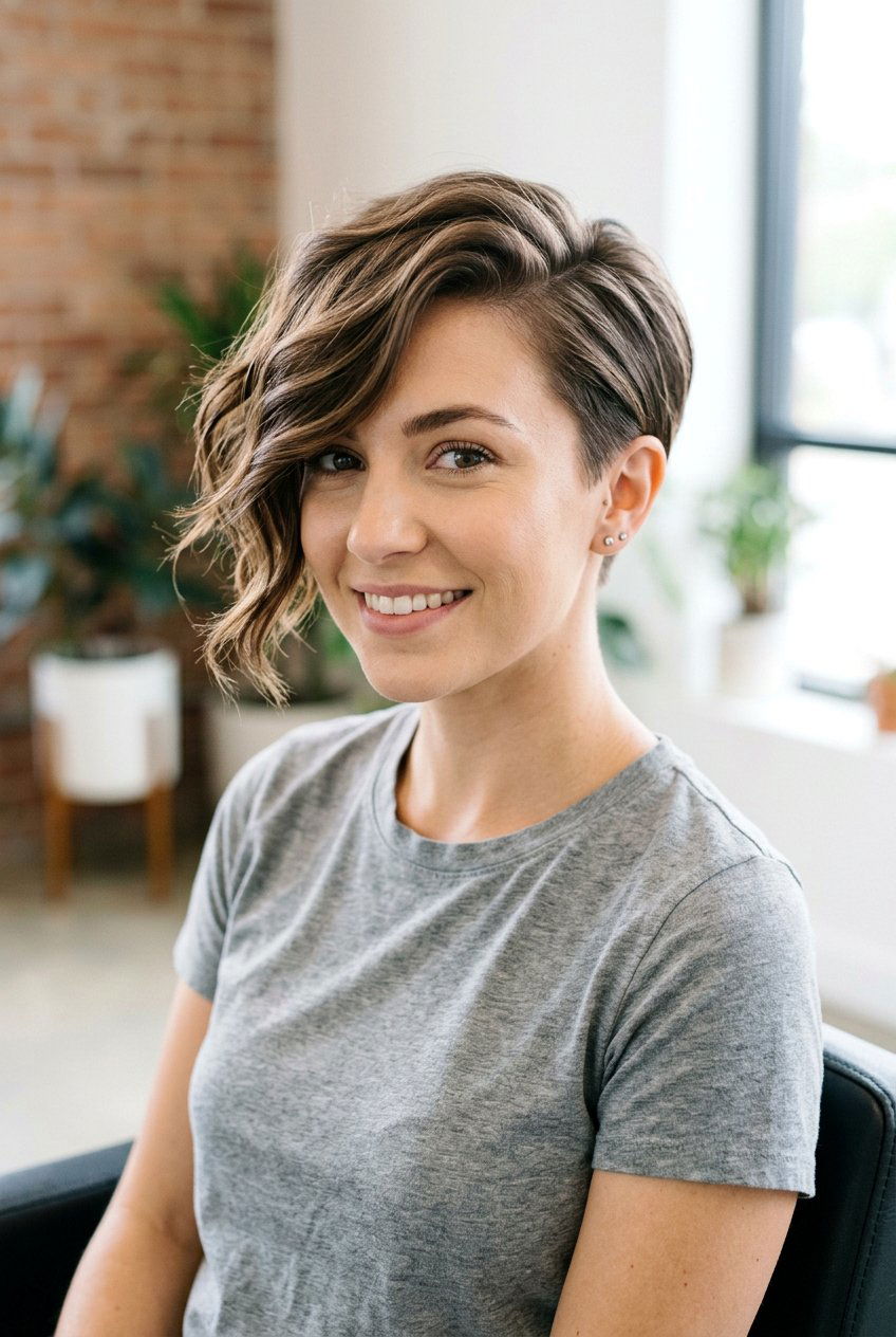 Pixie Haircut With Long Side Fringe - 20 feminine pixie haircuts - 20 feminine pixie haircuts