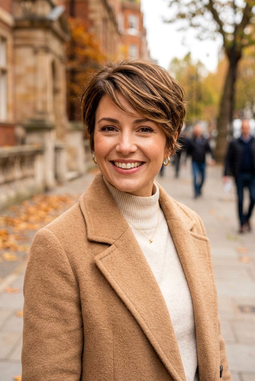 Pixie with Soft Caramel Layers - 20 classic pixie for mature women - 20 classic pixie for mature women