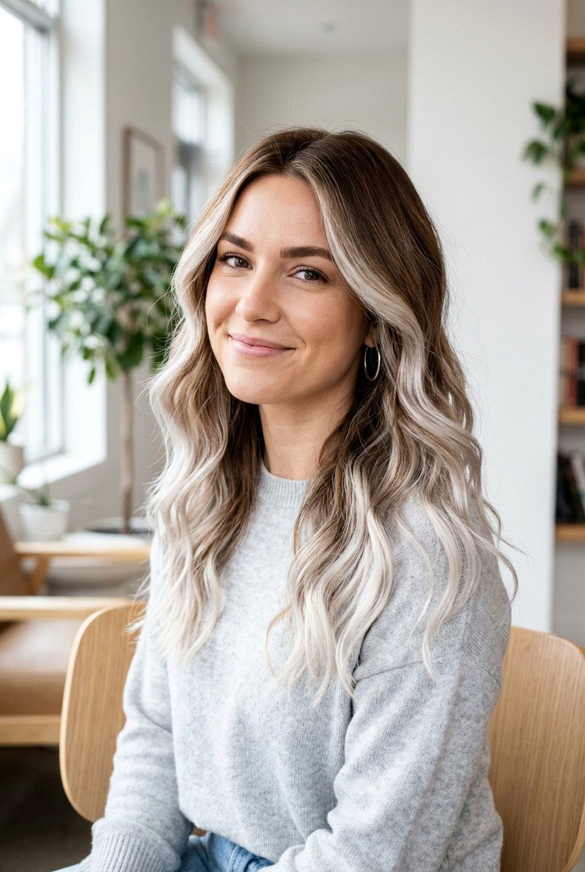 Platinum Balayage on Brown Hair - 20 platinum blonde balayage - 20 platinum blonde balayage