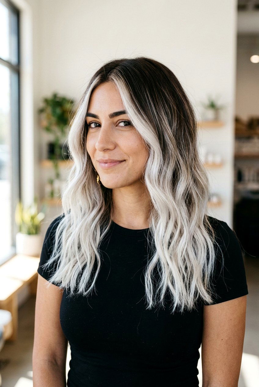 Platinum Balayage on Medium Dark Hair - 20 balayage for medium length hair - 20 balayage for medium length hair