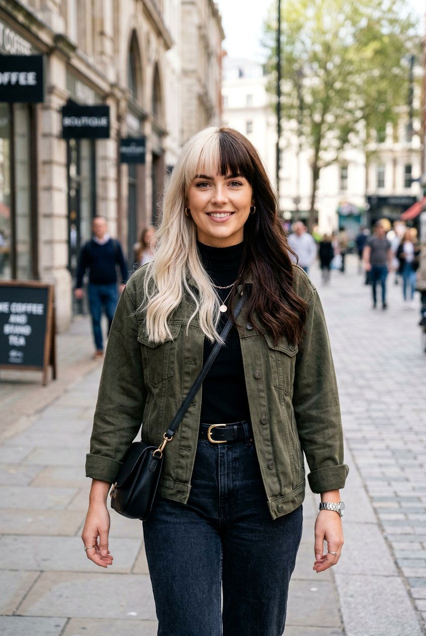 Platinum Blonde And Brunette Split Dye With Bangs - 20 blonde and brunette split dye hair - 20 blonde and brunette split dye hair