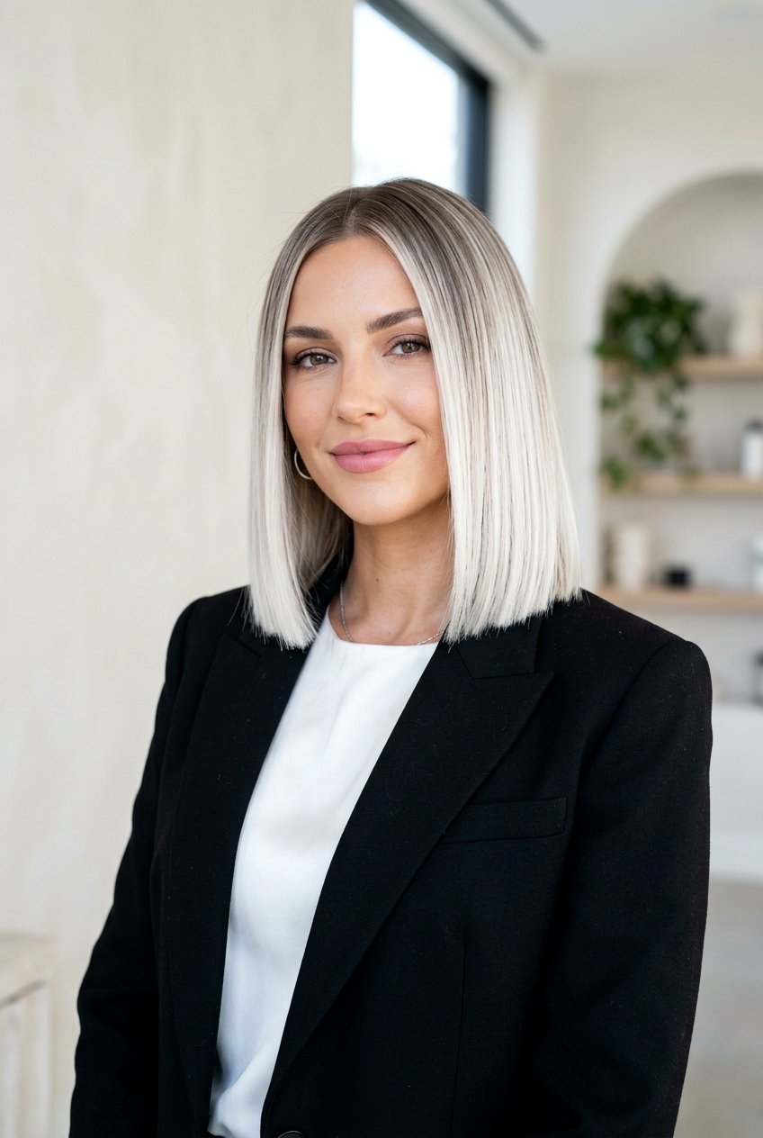 Platinum Blonde Balayage Blunt Bob - 20 blonde bob balayage ideas - 20 blonde bob balayage ideas