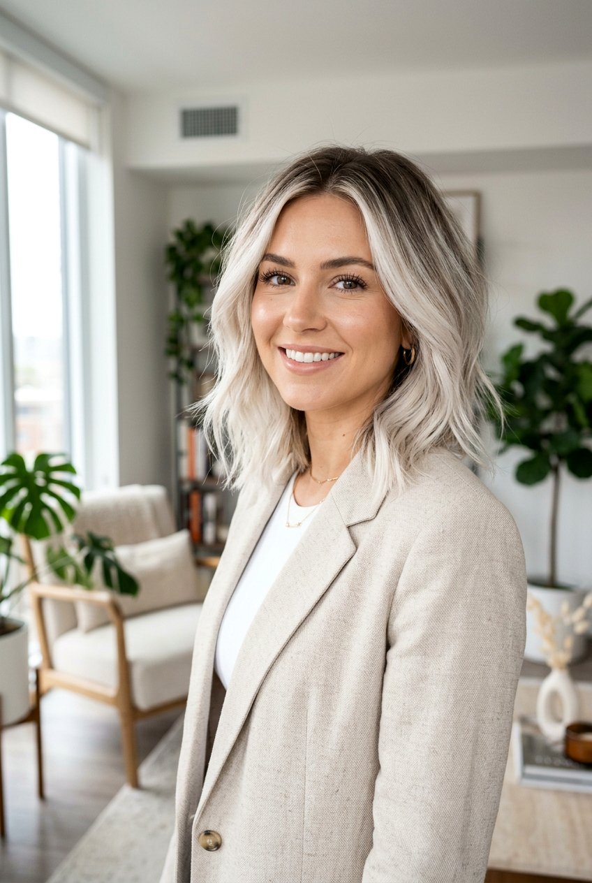 Platinum Blonde Balayage Lob - 20 modern blonde balayage ideas - 20 modern blonde balayage ideas