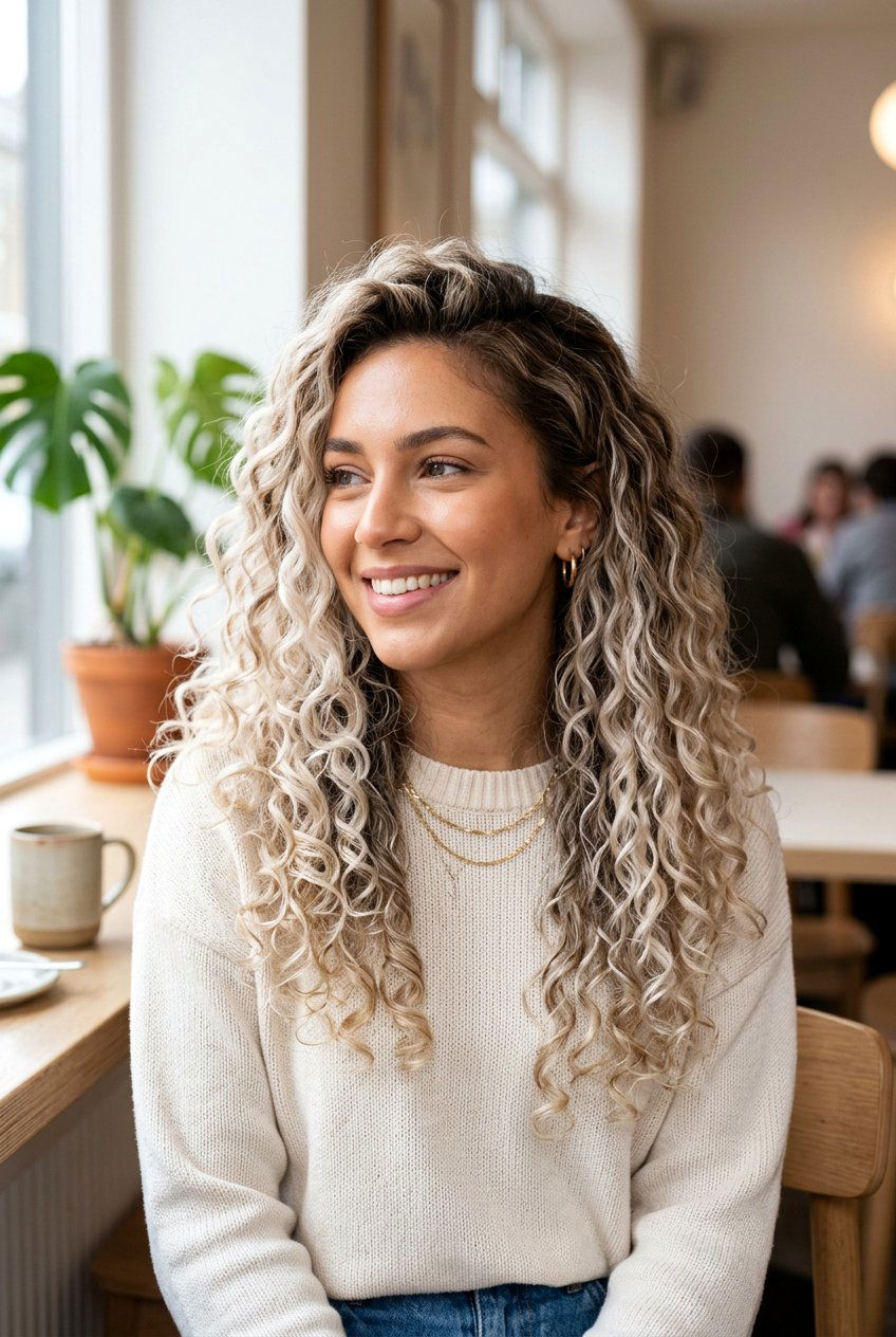 Platinum Blonde Balayage on Curly Hair - 20 platinum blonde balayage - 20 platinum blonde balayage