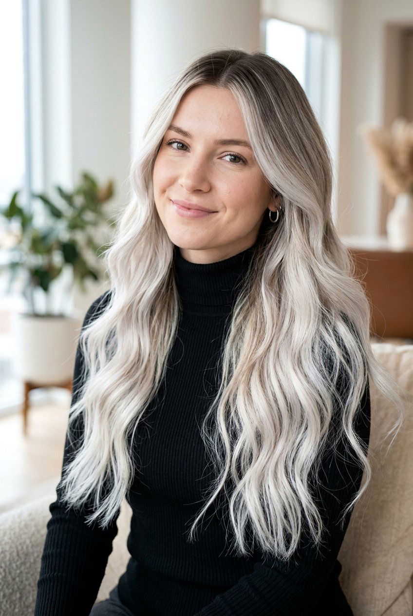 Platinum Blonde Balayage with Shadow Root - 20 blonde hair with shadow root balayage - 20 blonde hair with shadow root balayage