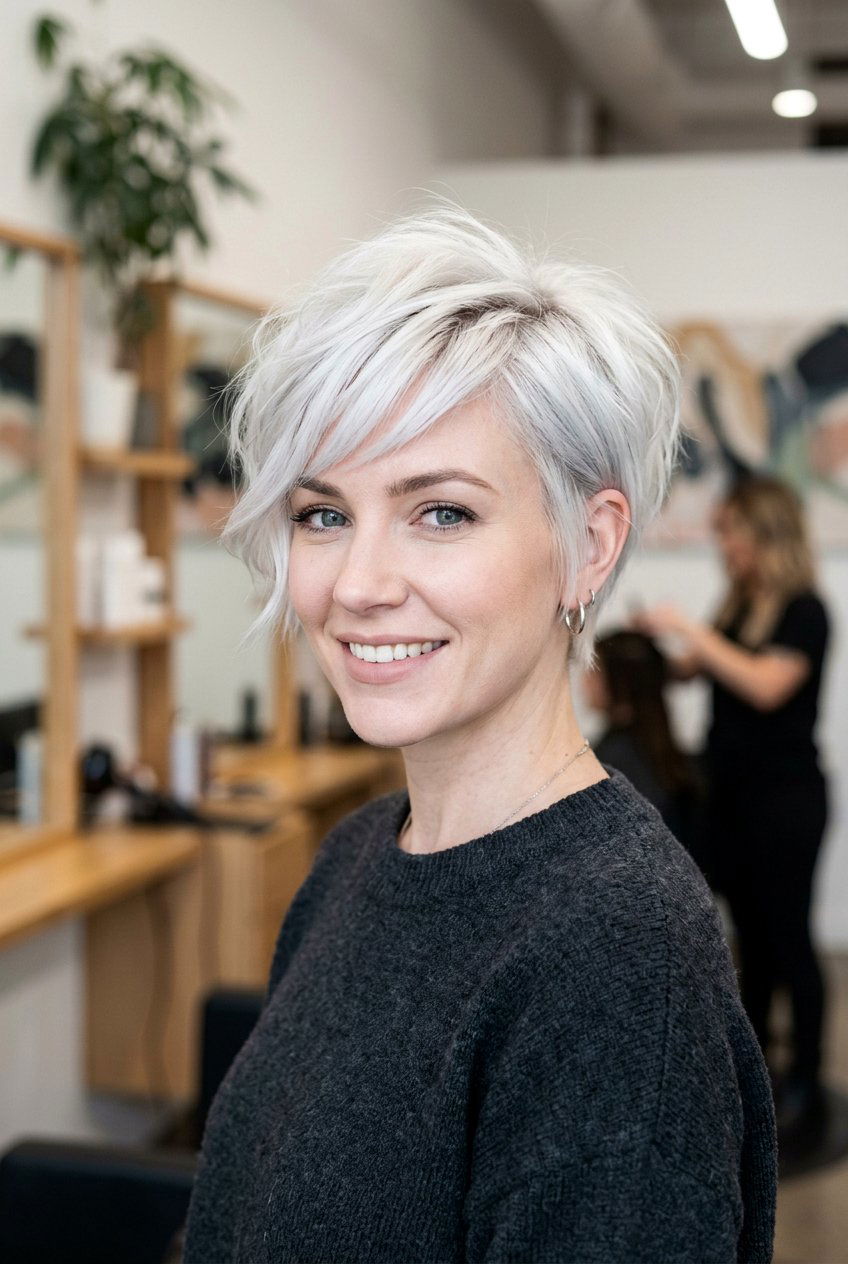 Platinum Blonde Bixie Cut - 20 bixie haircut - 20 bixie haircut