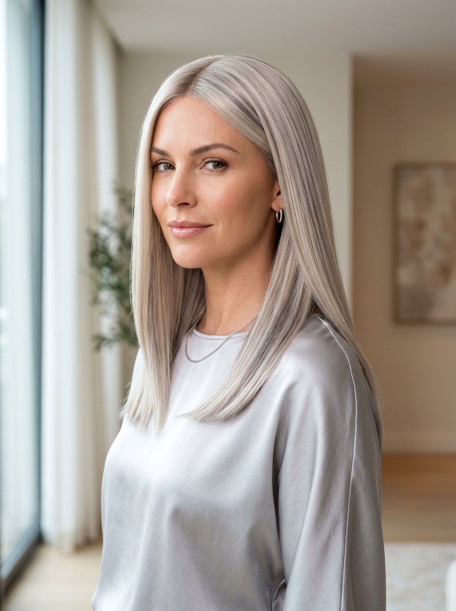Platinum Blonde Hair with Pearl Gray Lowlights - 20 soft platinum with lowlights - 20 soft platinum with lowlights