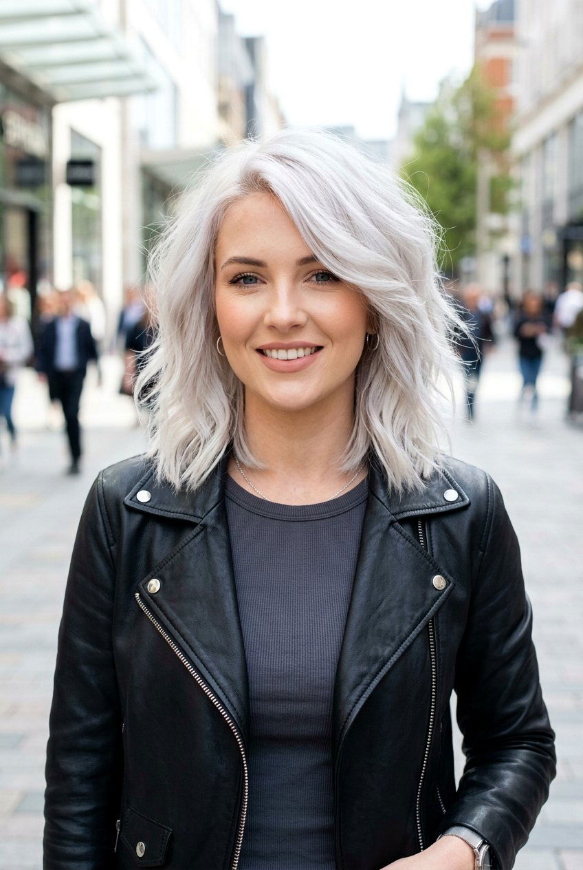 Platinum Blonde Layered Lob - 20 blonde lob balayage ideas - 20 blonde lob balayage ideas