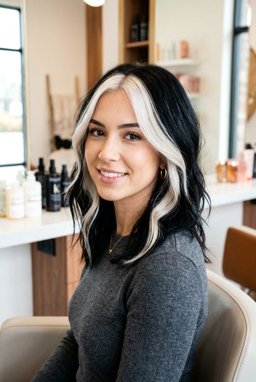 Platinum Blonde Money Piece Black Hair - 20 hair color ideas for black hair - 20 hair color ideas for black hair