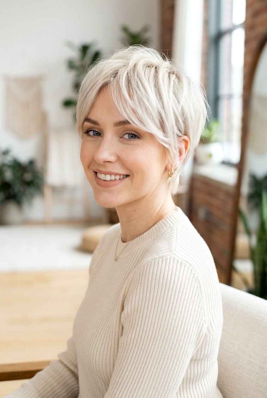 Platinum Blonde Pixie Cut - 20 hair color ideas for pixie cuts - 20 hair color ideas for pixie cuts