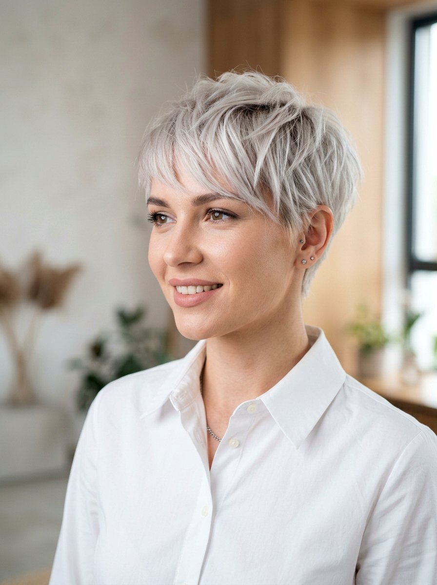 Platinum Blonde Pixie Cut - 20 older women classy hair color ideas - 20 older women classy hair color ideas