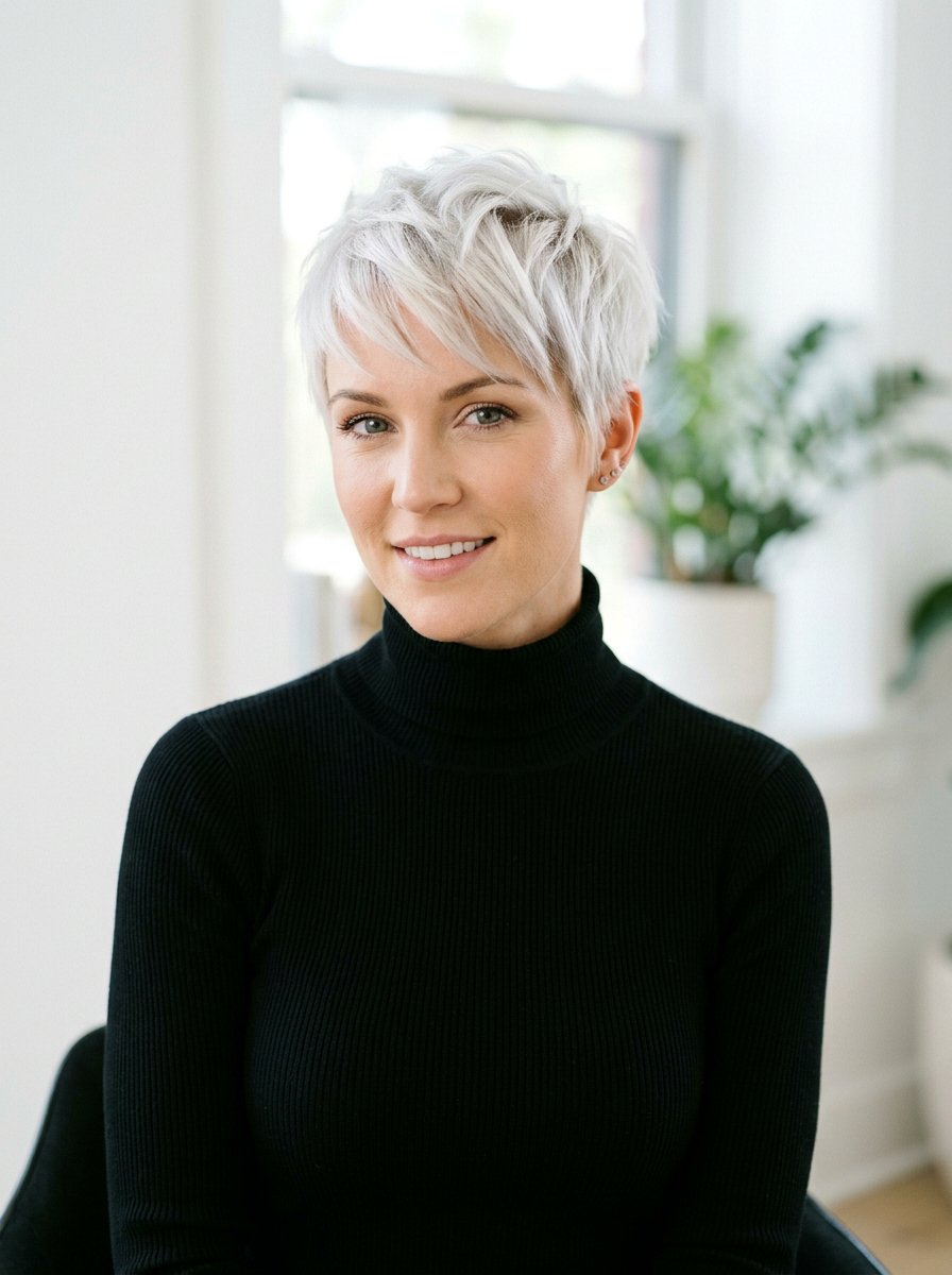 Platinum Blonde Pixie Cut - 20 salon color ideas for pixie cuts - 20 salon color ideas for pixie cuts