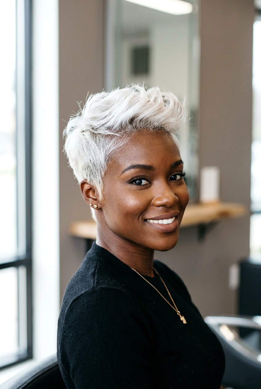 Platinum Blonde Pixie Cut - 20 black hairstyles with color - 20 black hairstyles with color