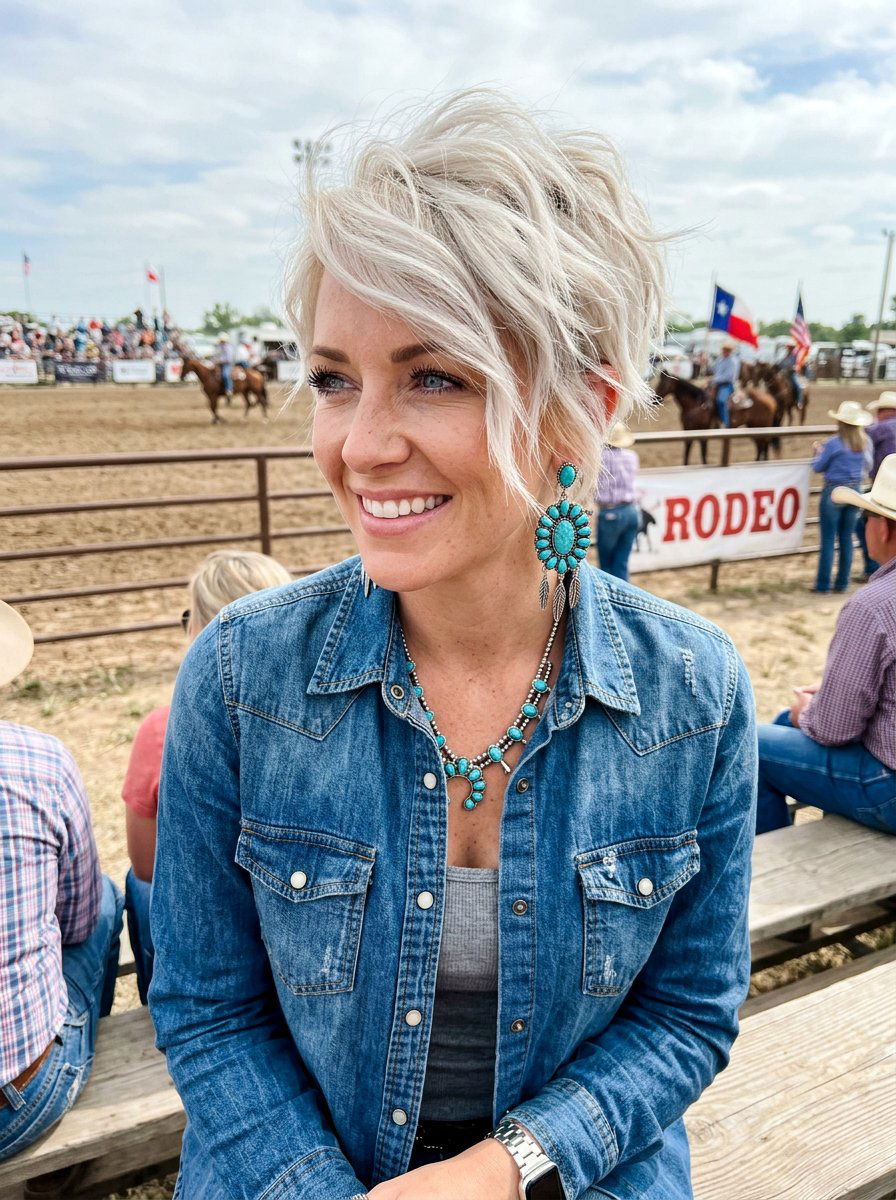 Platinum Blonde Pixie Rodeo Hair - 20 rodeo hairstyles for women - 20 rodeo hairstyles for women