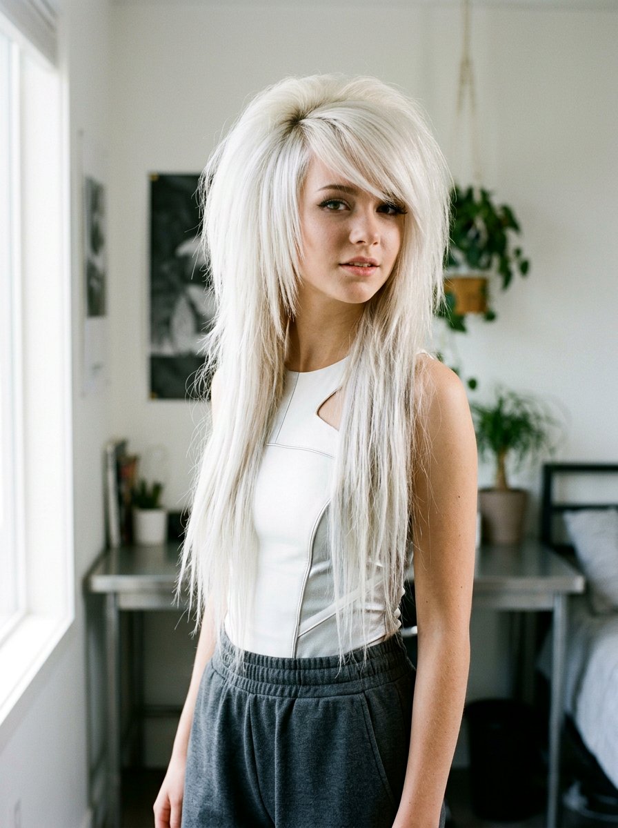 Platinum Blonde Scene Hair - 20 scene haircut for teenage girls - 20 scene haircut for teenage girls