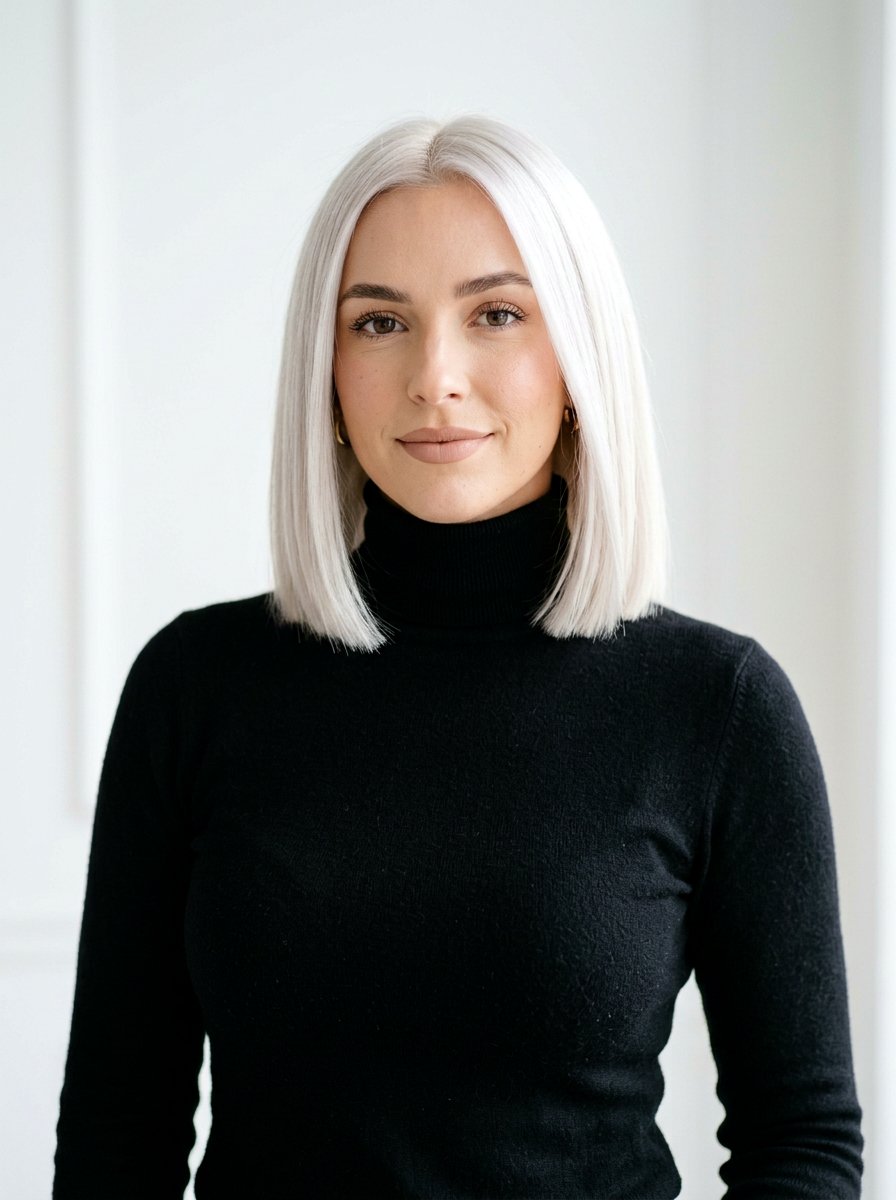 Platinum Blonde Shoulder Length Bob - 20 shoulder length hair color ideas - 20 shoulder length hair color ideas